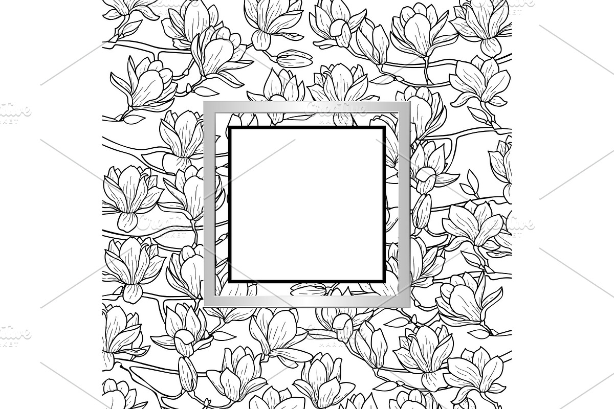 Magnolia Frame Composition in Illustrations - product preview 8