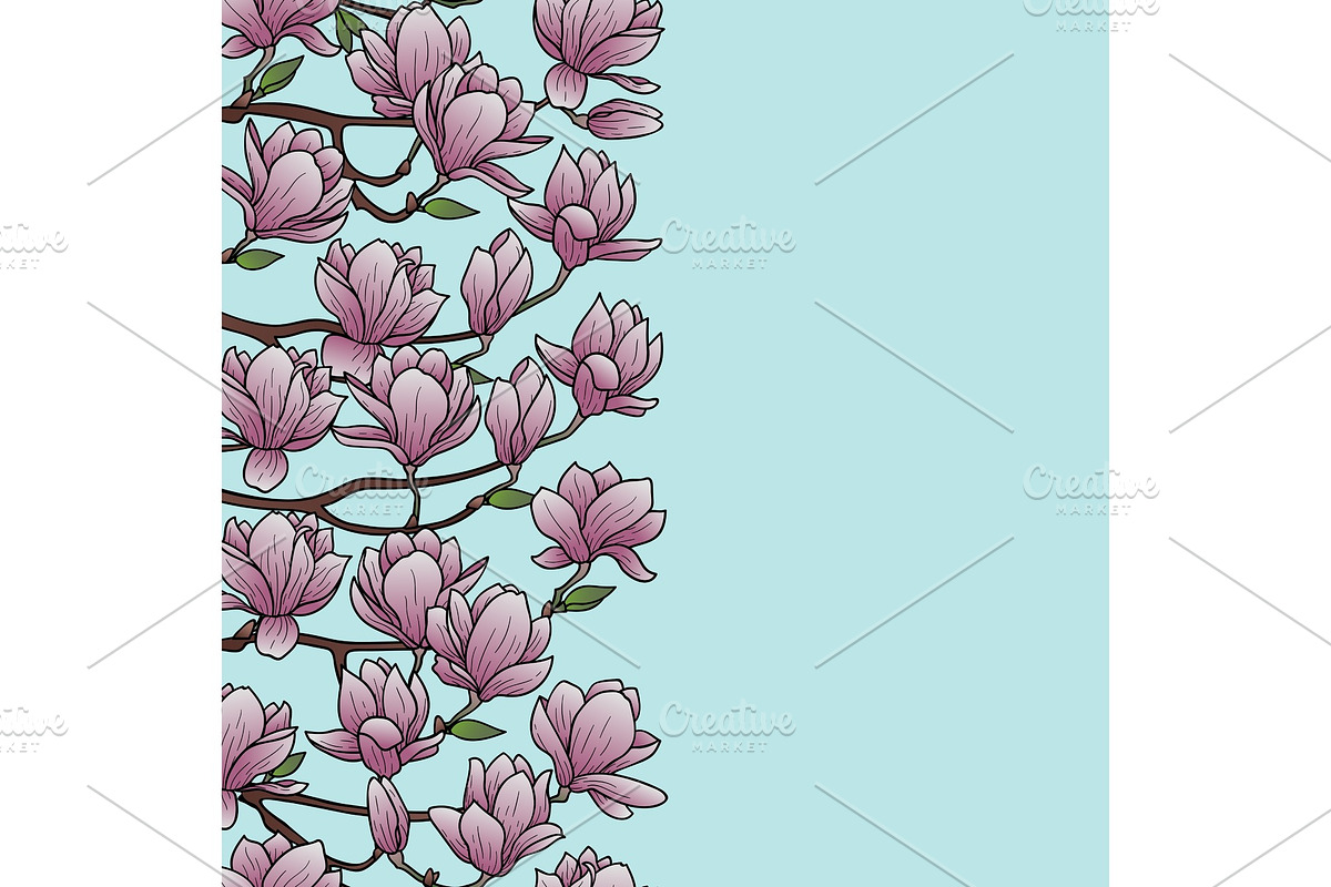 Magnolia Seamless Border in Illustrations - product preview 8