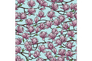 Magnolia Spring Seamless Pattern