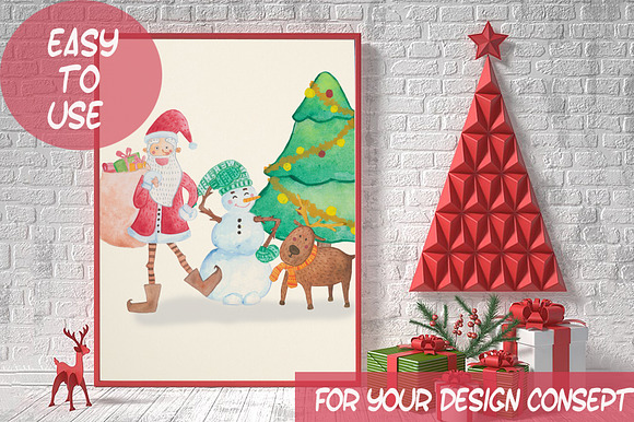 Christmas Watercolor Illustration in Illustrations - product preview 3