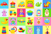 Childrens Toys Big Colorful Illustrations Set