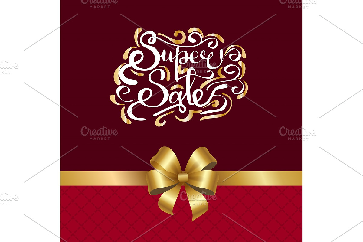 Super Sale Inscription with Golden Curved Elements in Illustrations - product preview 8