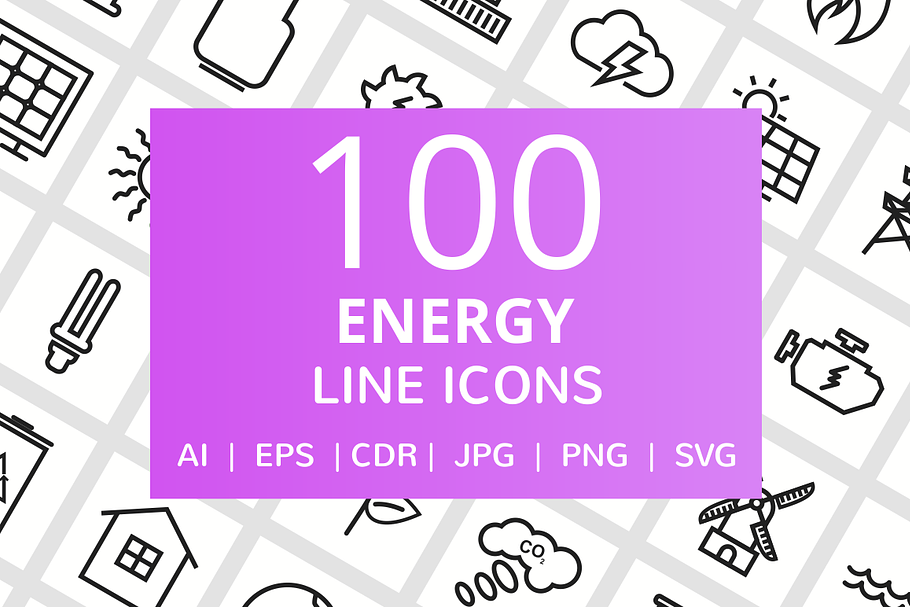 100 Energy Line Icons