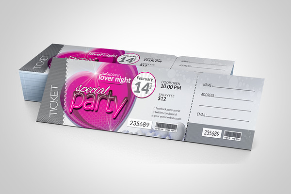 Valentines Day Event Party Ticket