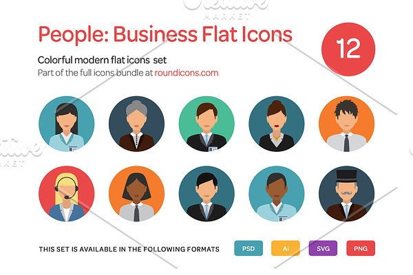 People: Business Flat Icons Set
