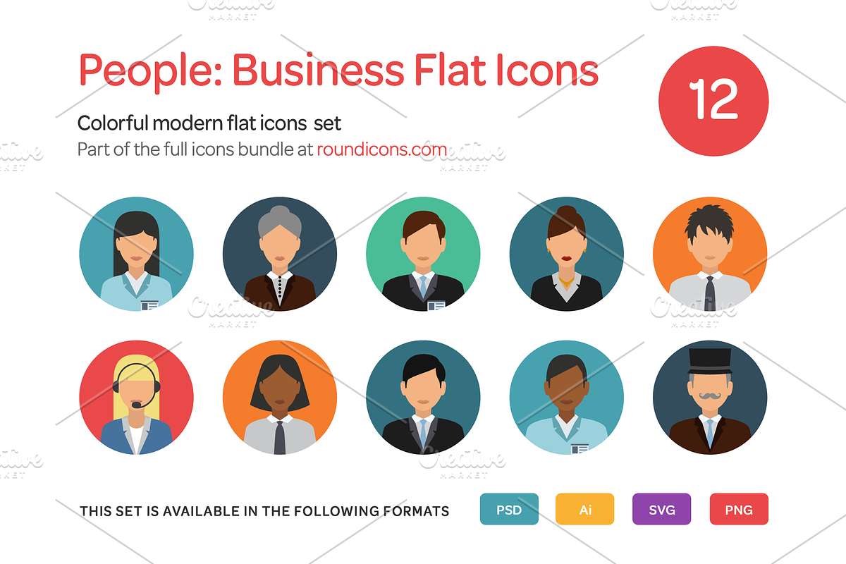 People: Business Flat Icons Set in Icons - product preview 8