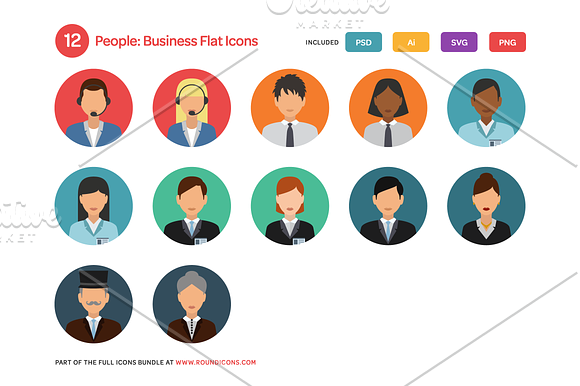 People: Business Flat Icons Set in Icons - product preview 1