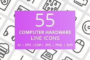55 Computer & hardware Line Icons