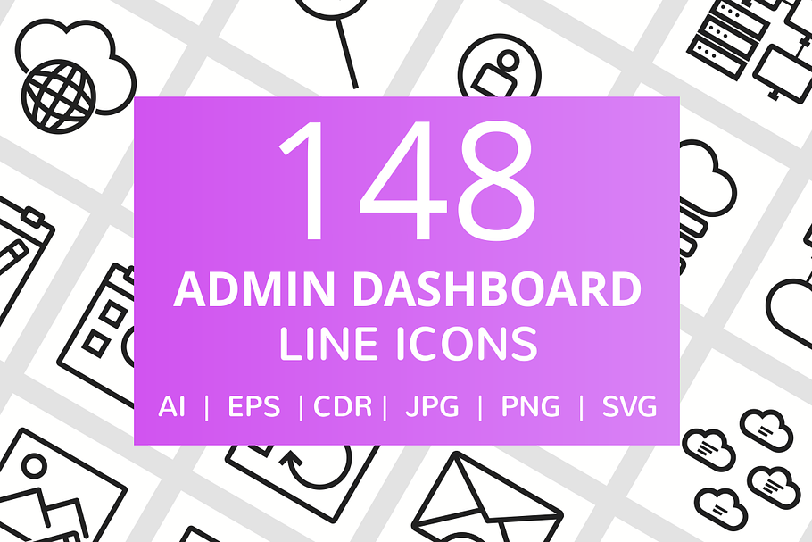 148 Admin Dashboard Line Icons in Graphics - product preview 8