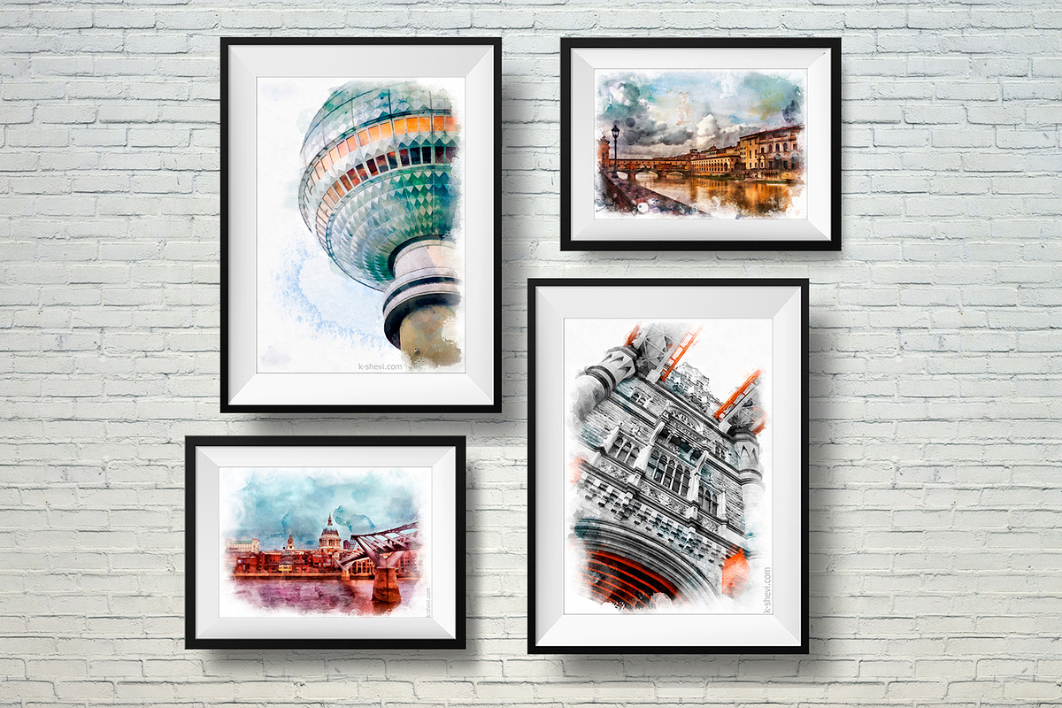 Wall Art Prints,Set of 4 Prints. Pai in Illustrations - product preview 8