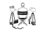 Stage director on set coloring book vector