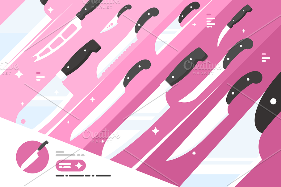 Set of kitchen knives in Illustrations - product preview 8