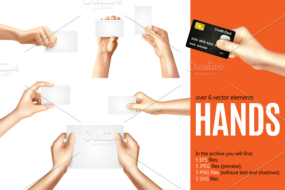 Realistic Hands with Cards in Illustrations - product preview 8