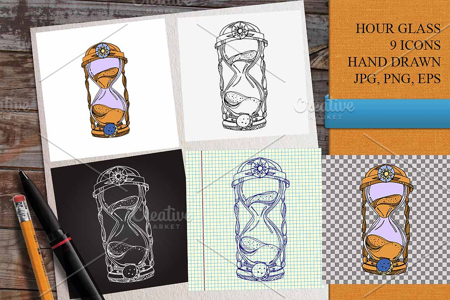 Hourglass hand drawn in Illustrations - product preview 8