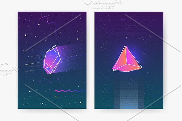 Neon gemstones, mineral crystals in Illustrations - product preview 3