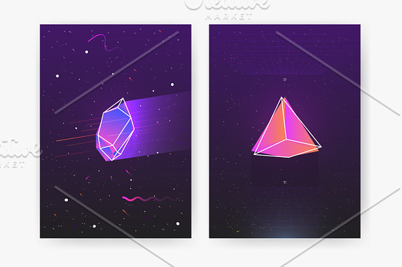 Neon gemstones, mineral crystals in Illustrations - product preview 6