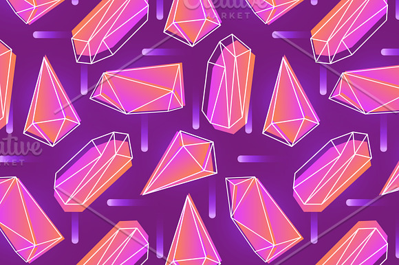 Neon gemstones, mineral crystals in Illustrations - product preview 9