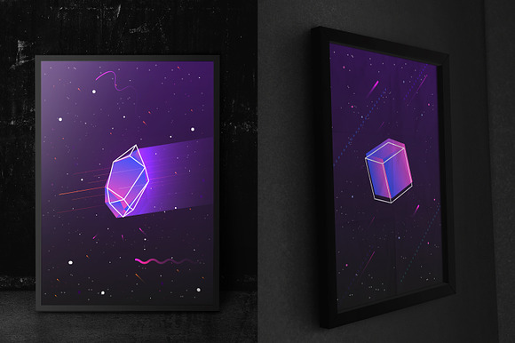Neon gemstones, mineral crystals in Illustrations - product preview 10