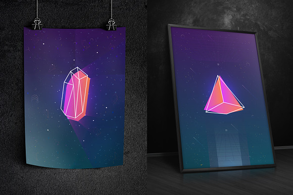 Neon gemstones, mineral crystals in Illustrations - product preview 11