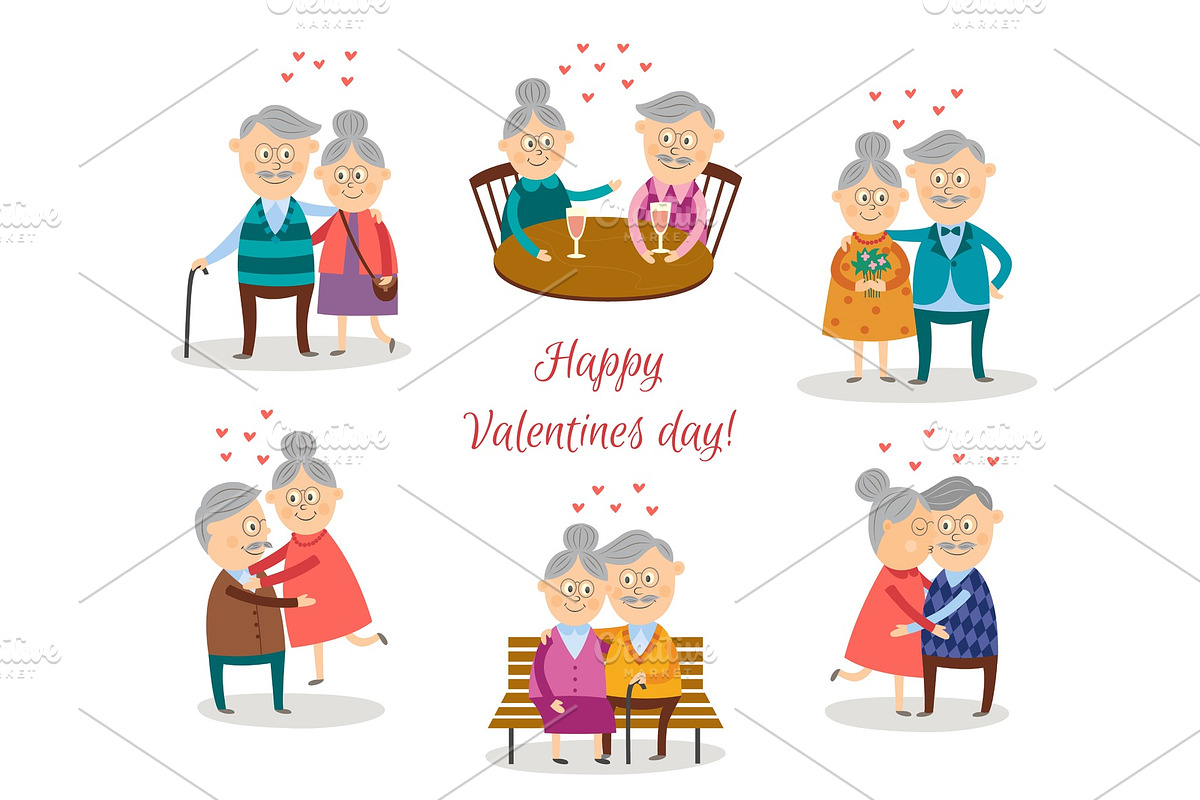 vector senior couples in love at valentine s day in Illustrations - product preview 8
