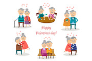 vector senior couples in love at valentine s day