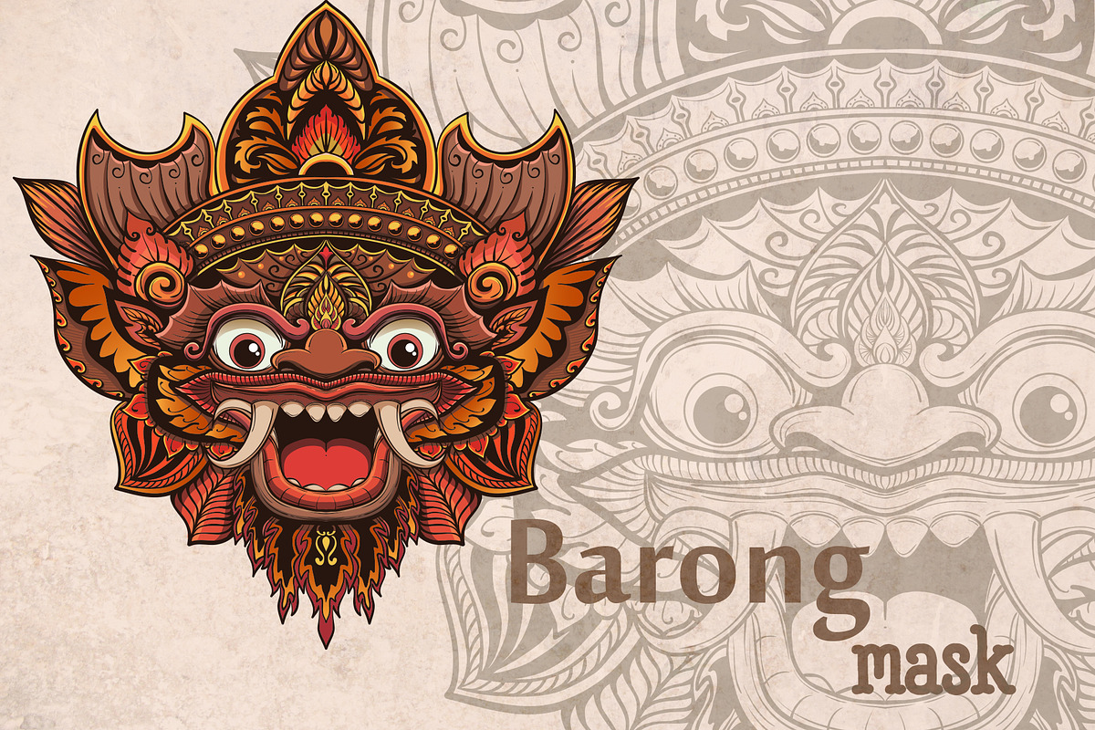 Bali mask Barong in Illustrations - product preview 8