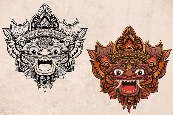 Bali mask Barong in Illustrations - product preview 1