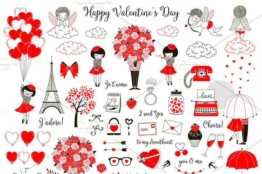 Valentine's Day clip art kit in Illustrations - product preview 8