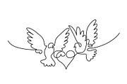 Flying two pigeons with heart logo