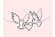 Flying two pigeons with heart logo
