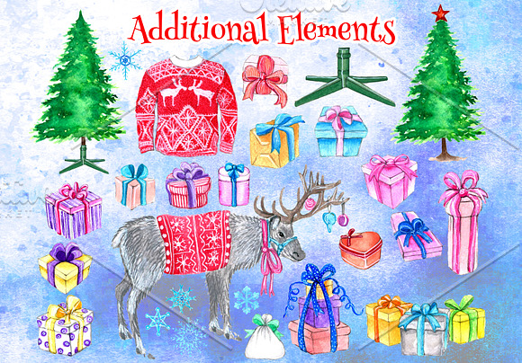 HUGE Christmas Watercolor Pack in Illustrations - product preview 1