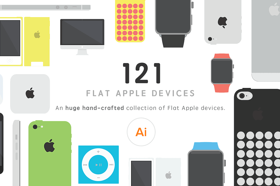 121 Flat Apple devices in Mobile & Web Mockups - product preview 8