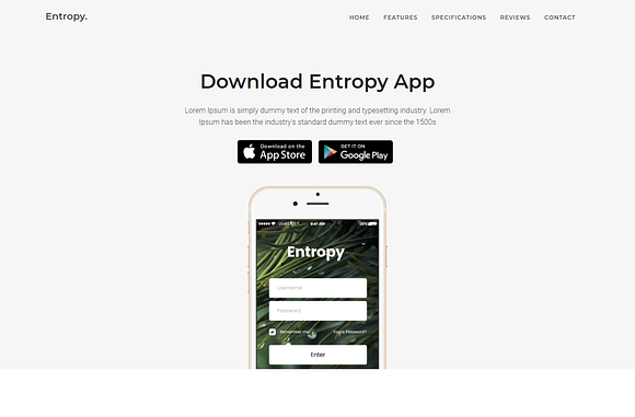 Entropy App Landing Page Template in App Templates - product preview 1