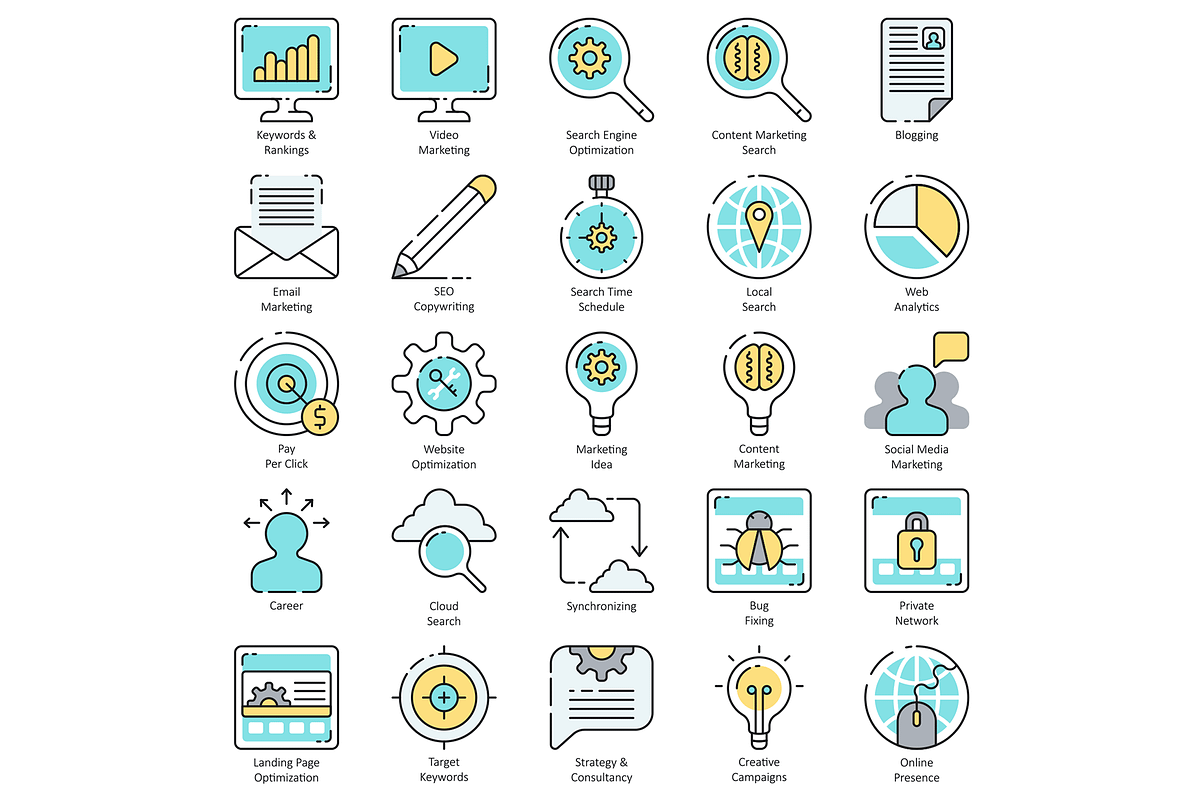 SEO Internet Marketing Icons | Aqua in Marketing Icons - product preview 8