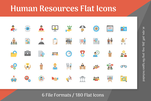 180 Human Resources Flat Icons 