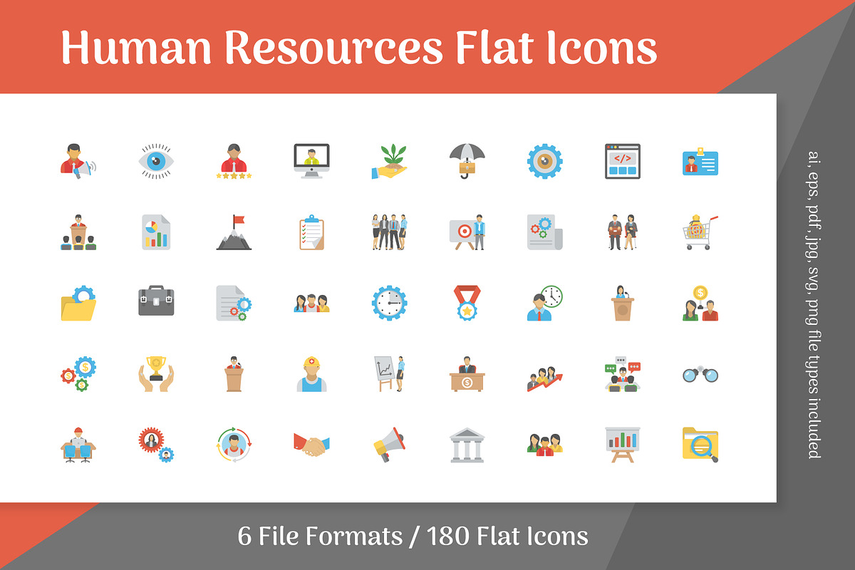 180 Human Resources Flat Icons  in Graphics - product preview 8