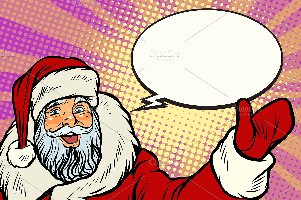 Promoter Santa Claus with comic bubble in Illustrations - product preview 8