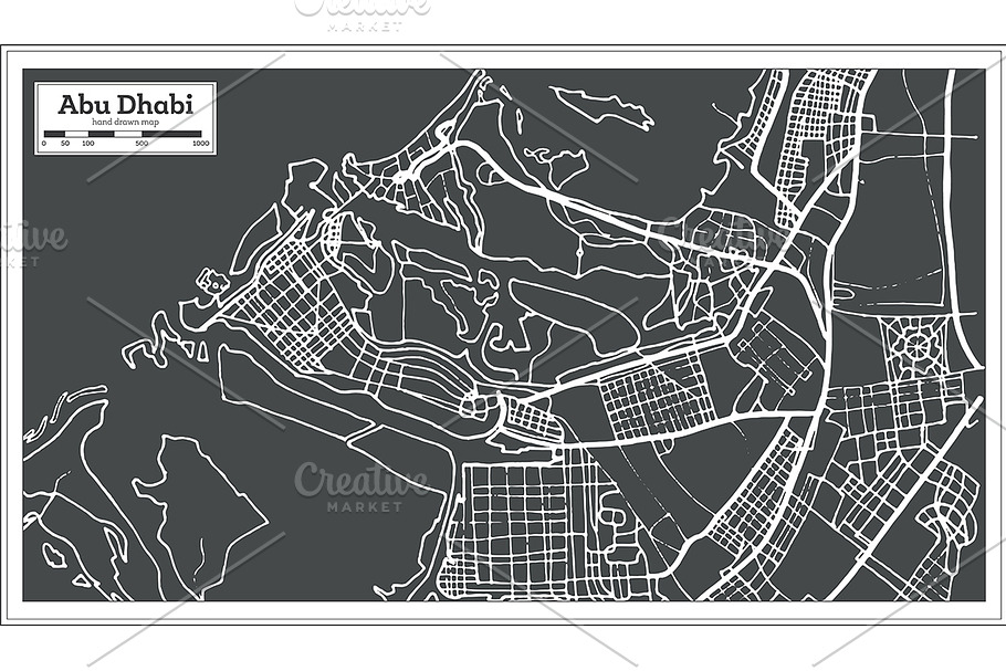 Abu Dhabi UAE Map in Retro Style. in Illustrations - product preview 8