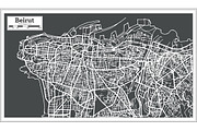 Beirut Lebanon City Map in Retro Sty