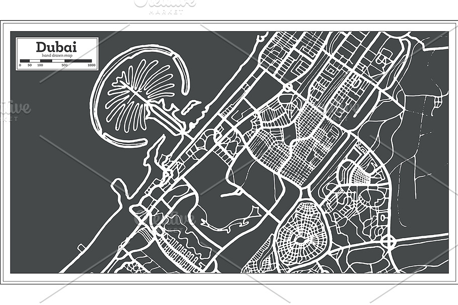 Dubai UAE Map in Retro Style. in Illustrations - product preview 8