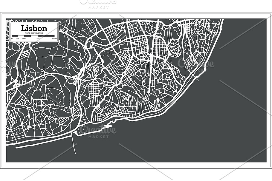 Lisbon Portugal Map in Retro Style. in Illustrations - product preview 8