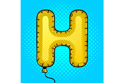 Air balloon in shape of letter H pop art vector