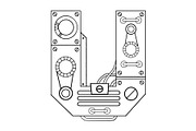 Mechanical letter U engraving vector illustration