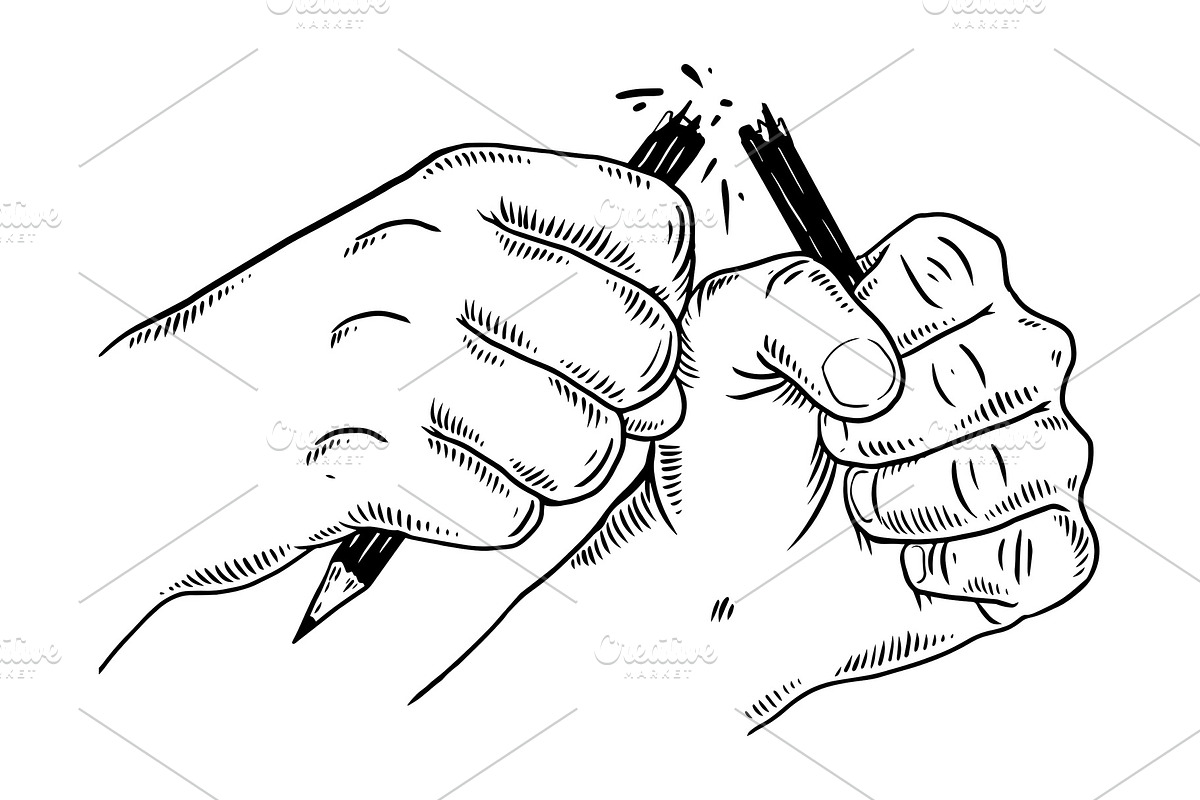 Hands break pencil engraving vector illustration in Illustrations - product preview 8
