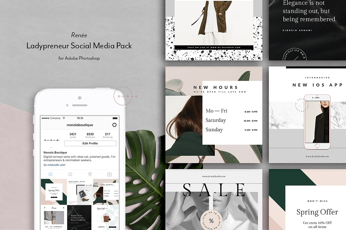 Social Media Kit Ladypreneur • Renée in Instagram Templates - product preview 8