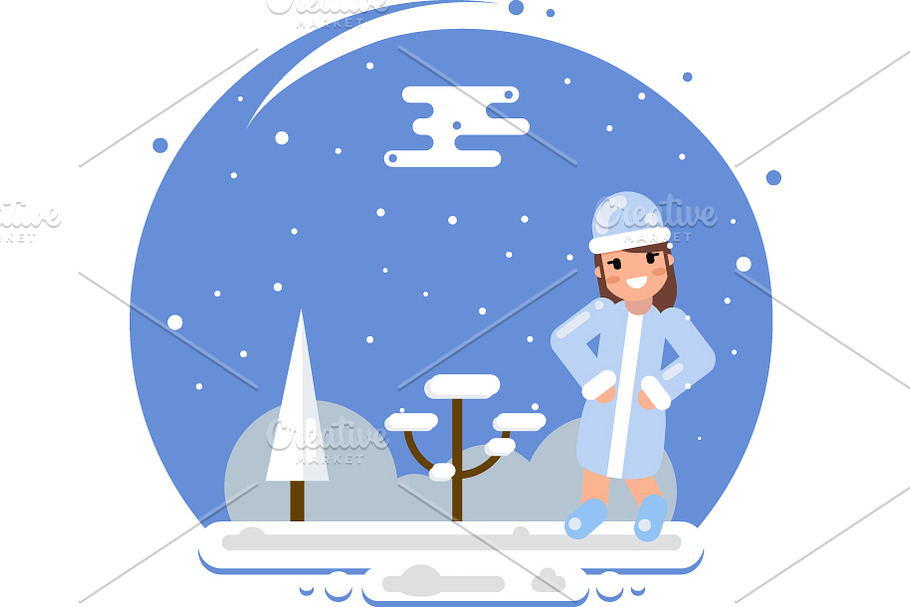 Cute Girl Snow Maiden in Illustrations - product preview 8