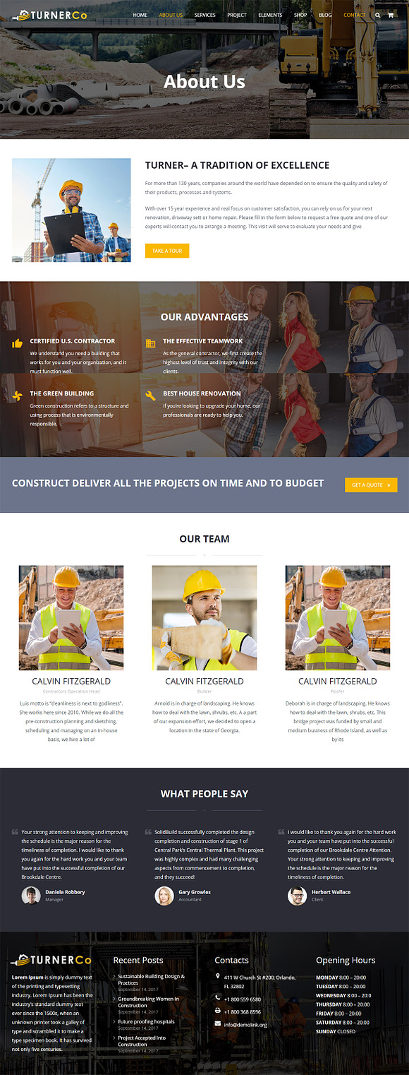 Turner Construction WordPress Theme in WordPress Business Themes - product preview 2
