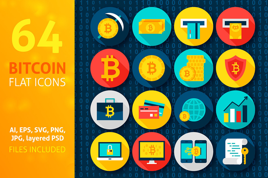 Bitcoin Flat Icons in Illustrations - product preview 8