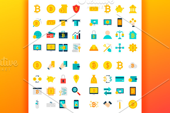 Bitcoin Flat Icons in Illustrations - product preview 5