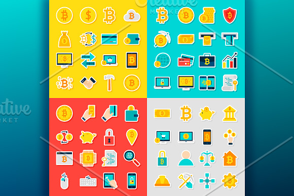 Bitcoin Flat Icons in Illustrations - product preview 6